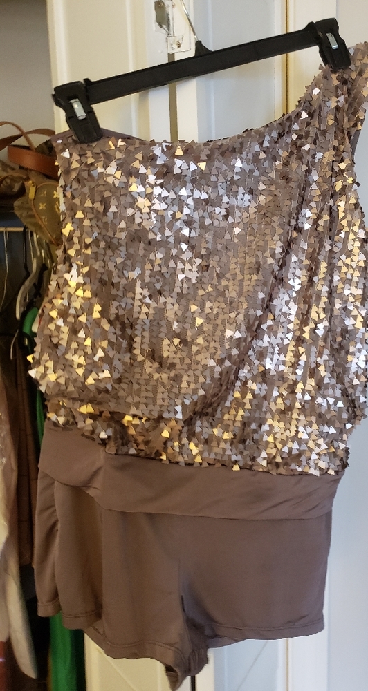 One Shoulder sequin romper